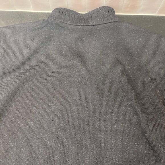 ELEGANT LUXURY METALLIC BLACK OPEN KNIT ST JOHN COUTURE EVE BLACK KNIT JACKET XL - Picture 5 of 5